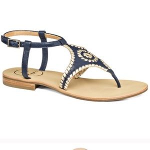 Jack Rogers Maci Gold and Navy Ankle Strap size 8